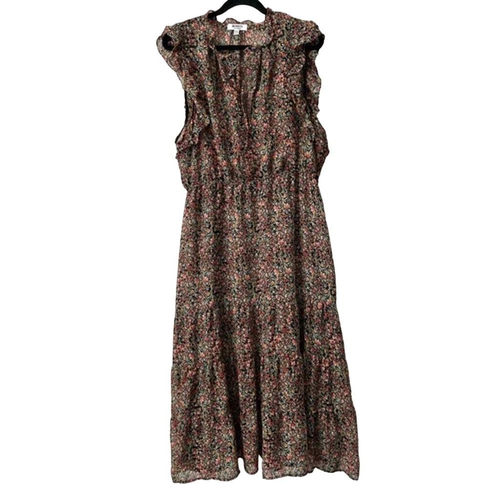 BB Dakota XXL Midi Dress Multi Floral Sleeveless Ruffle Tiered BM18641W